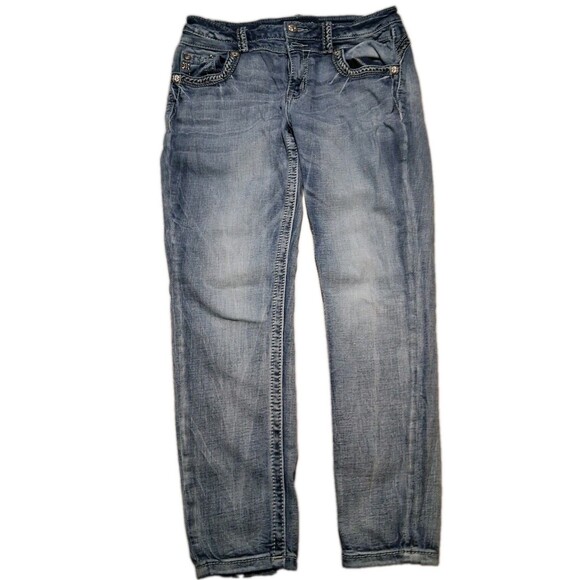 Miss Me Denim - Miss Me Distressed Low Rise Ankle Skinny Blue Jeans Size 29